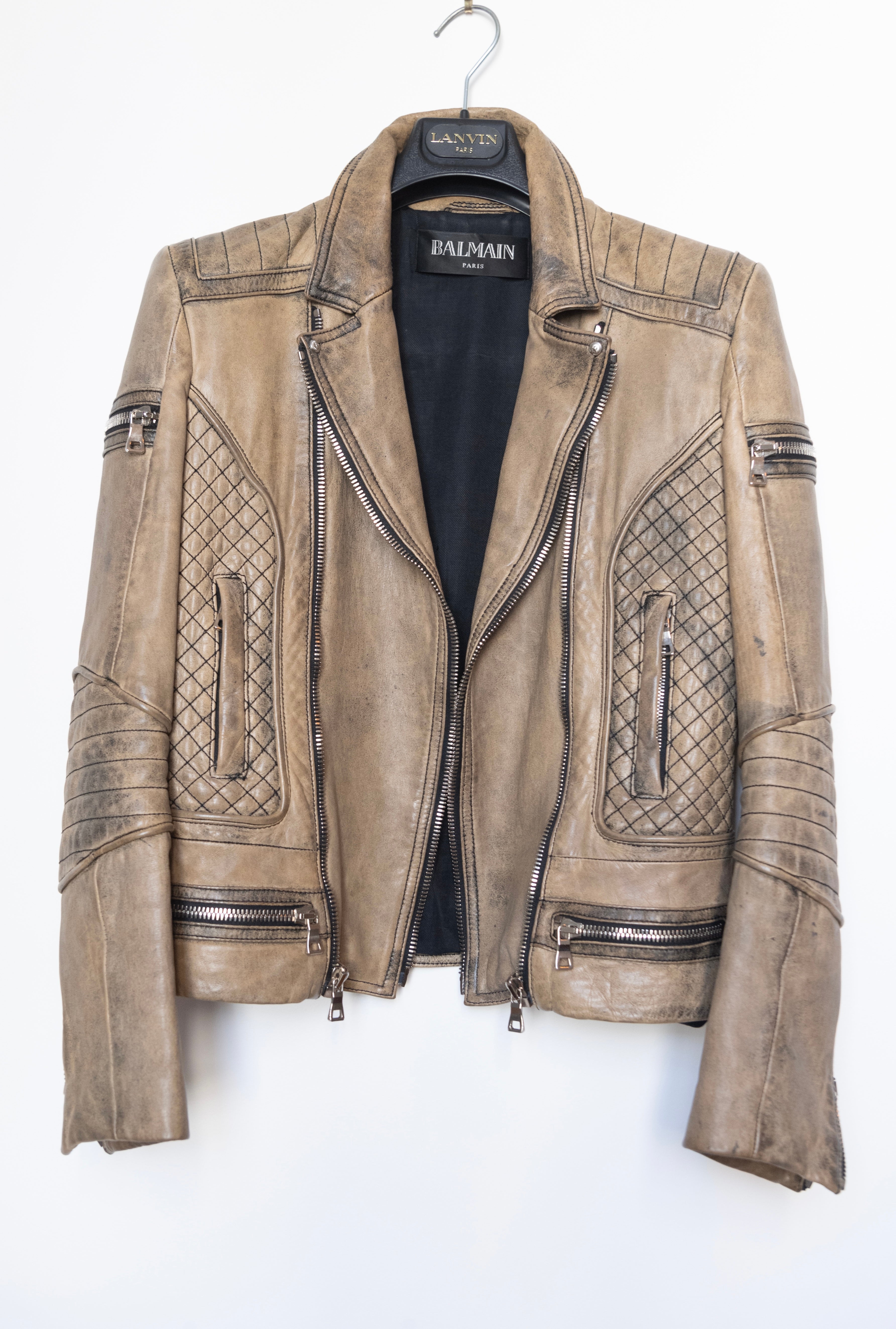 Balmain leather bomber jacket best sale